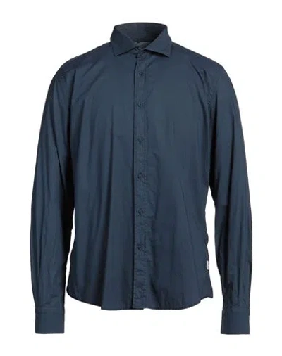 Portofiori Man Shirt Slate Blue Size 15 Cotton