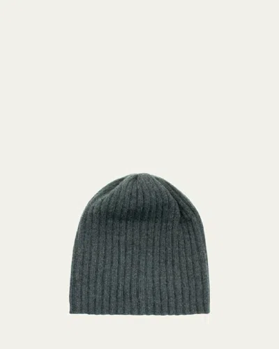 Portolano 4-ply Cashmere Slouch Beanie Hat In Charcoal Grey