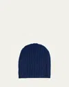 Portolano 4-ply Cashmere Slouch Beanie Hat In Navy
