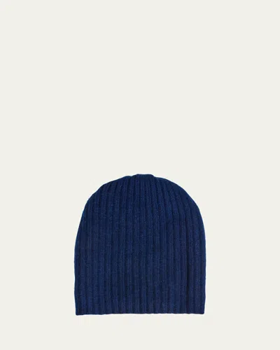 Portolano 4-ply Cashmere Slouch Beanie Hat In Blue