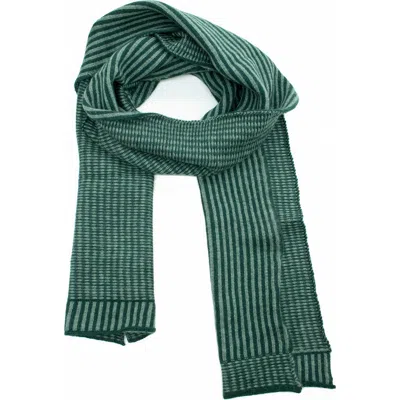 Portolano Alternating Color Rib Scarf In Green