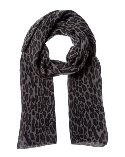 Portolano Animal Print Cashmere Scarf In Gray