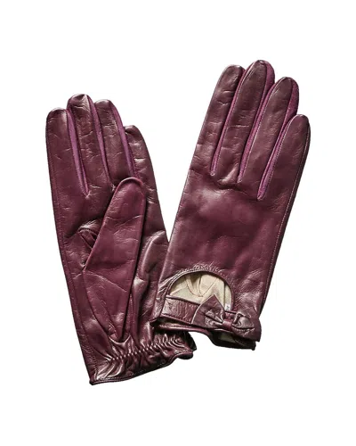 Portolano Aubergine Leather Driving Gloves In Purple
