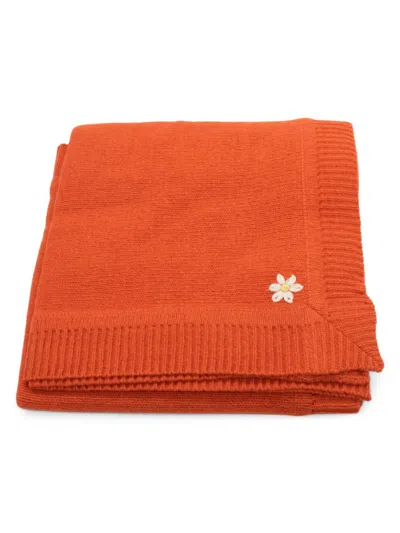 Portolano Baby's Flower Cashmere Blanket In Orange