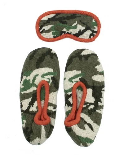 Portolano Ballerina Slippers And Eyemask In Camouflage Design