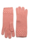 Portolano Basket Weave Gloves In Pink