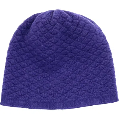 Portolano Basketweave Stitch Cashmere Beanie In Blue