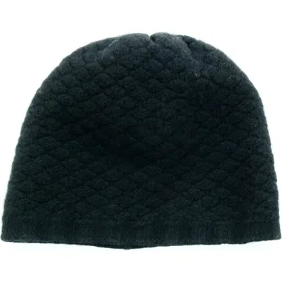 Portolano Basketweave Stitch Cashmere Beanie In Black
