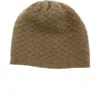 Portolano Basketweave Stitch Cashmere Beanie In Heather Copper