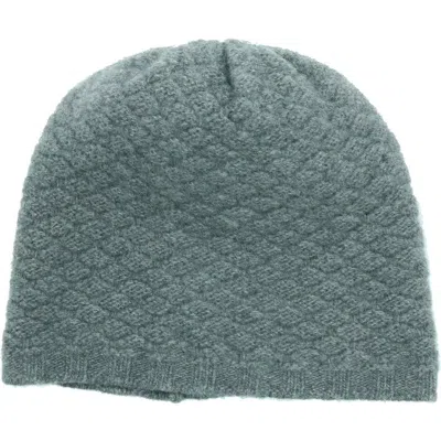 Portolano Basketweave Stitch Cashmere Beanie In Medium Grey