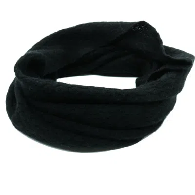 Portolano Basketweave Stitch Cashmere Infinity Scarf In Black