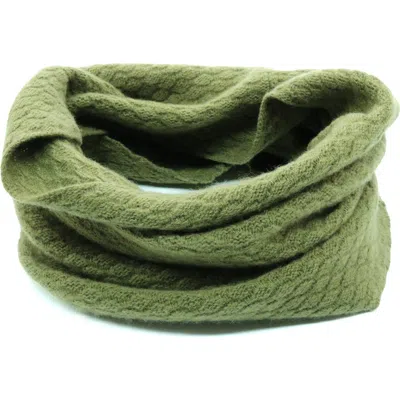 Portolano Basketweave Stitch Cashmere Infinity Scarf In Green