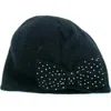 Portolano Beanie Hat With Beaded Bow In Green