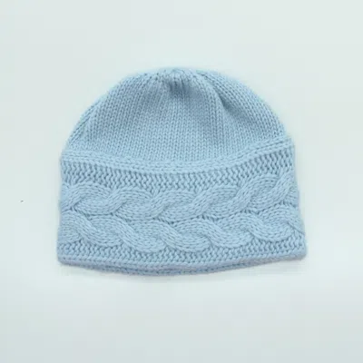 Portolano Beanie Hat With Cables In Blue