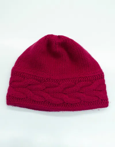 Portolano Beanie Hat With Cables In Red