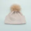 Portolano Beanie Hat With Fur Pom In Beige