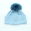 Portolano Beanie Hat With Fur Pom In Blue