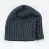 Portolano Beanie Hat With Leather Buttons In Grey