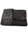 Portolano Bed Throw In Crocco Print Design With Solid Color Border All Around In Espresso