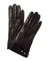 Portolano Belt & Studs Wool & Cashmere-lined Leather Gloves In Black
