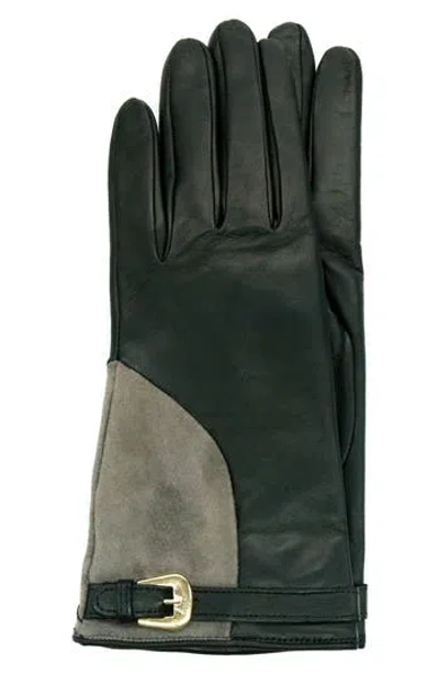 Portolano Belted Colorblock Leather Gloves In Black