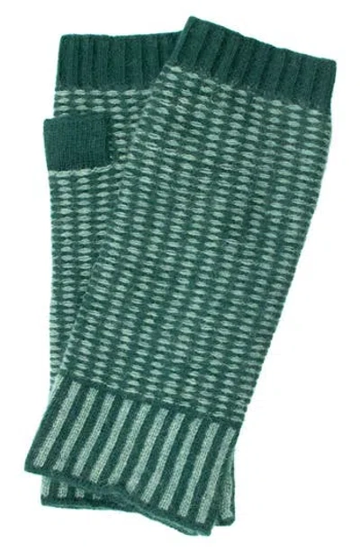 Portolano Black & Grey Two-tone Fingerless Gloves In Green