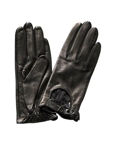 Portolano Black Leather Driving Gloves