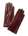 Portolano Bow & Studs Leather Gloves In Burgundy