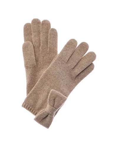 Portolano Bow Cashmere Gloves In Brown