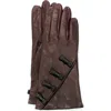Portolano Bow Leather Gloves In Brown
