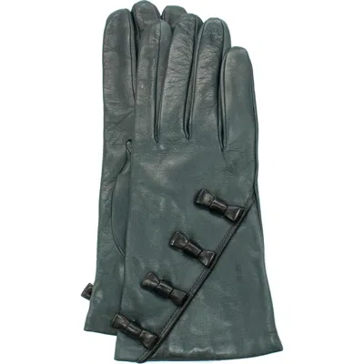 Portolano Bow Leather Gloves In Green