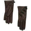 Portolano Bow Leather Gloves In Brown