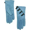 Portolano Bow Leather Gloves In Blue