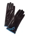 Portolano Bow Leather Gloves In Brown