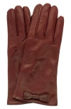 Portolano Bow Leather Gloves In Brown