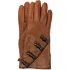 Portolano Bow Leather Gloves In Brown