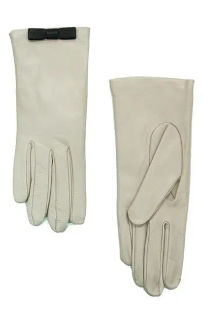Portolano Bow Leather Gloves In Gray
