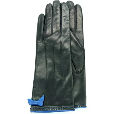 Portolano Bow Leather Gloves In Green