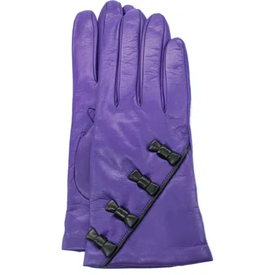 Portolano Bow Leather Gloves In Purple