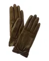 Portolano Bow Silk-lined Leather Gloves In Green