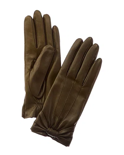 PORTOLANO PORTOLANO BOW SILK-LINED LEATHER GLOVES