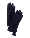 Portolano Bow Silk-lined Suede Gloves In Blue
