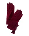 Portolano Bow Silk-lined Suede Gloves In Red