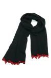 Portolano Bow Trim Scarf In Black