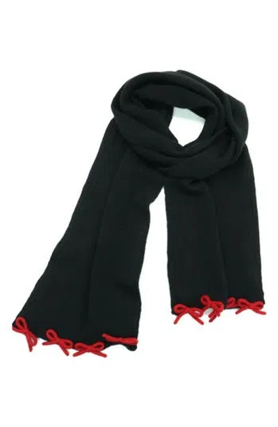 Portolano Bow Trim Scarf In Black