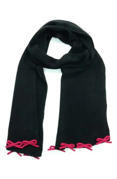 Portolano Bow Trim Scarf In Black