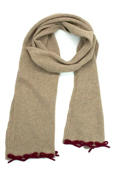 Portolano Bow Trim Scarf In Brown