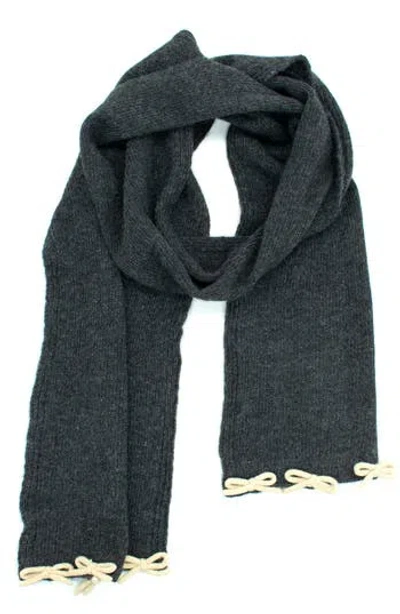 Portolano Bow Trim Scarf In Gray
