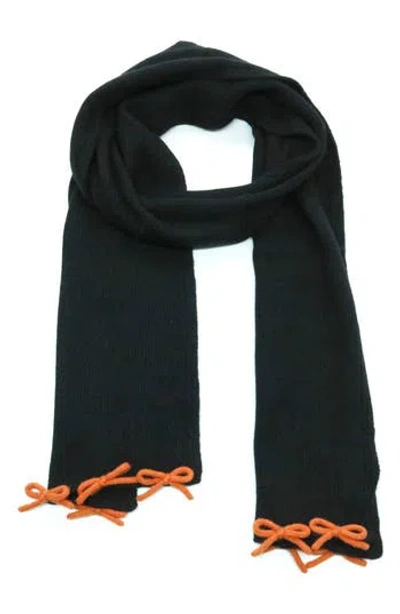Portolano Bow Trim Scarf In Green