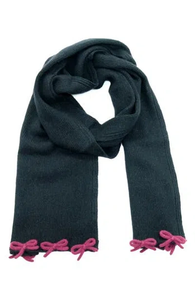 Portolano Bow Trim Scarf In Green